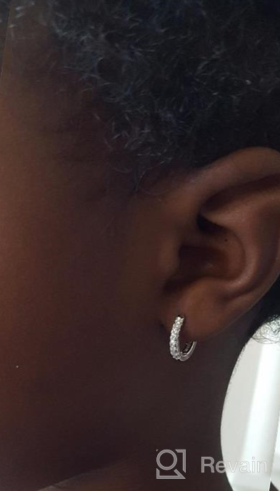 img 1 attached to 💎 Sterling Silver Huggie Earrings with Clear Stones - Girls' Jewelry review by Sarah Gonia