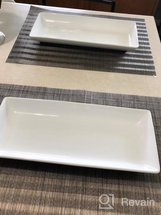 img 1 attached to 4-Piece Black Porcelain Serving Platter Set - 10” Tray For Appetizers, Sushi, Desserts & More - Microwave And Dishwasher Safe! review by Fernando Marshall