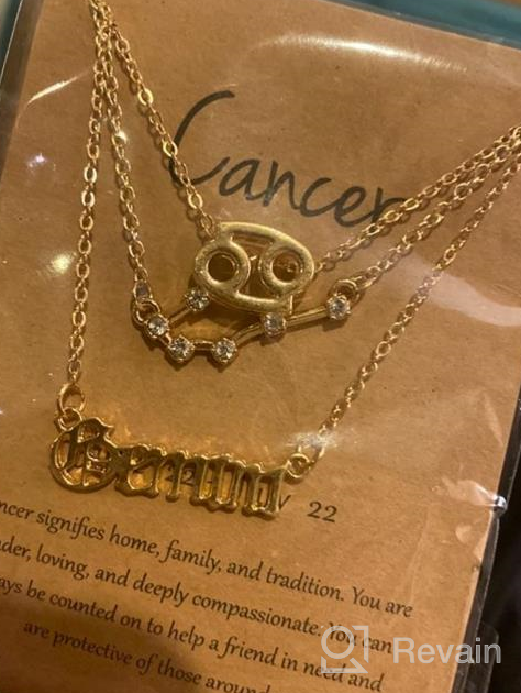 img 1 attached to Women Girls Jewelry 3Pcs Zodiac Necklaces 12 Constellation Pendant Astrology Horoscope Old English Sign Message Card review by Michael Vargas