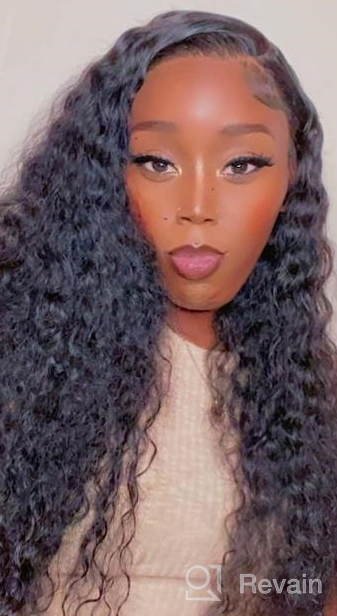 img 1 attached to Larhali Hair 13X6 HD Transparent Lace Front Wigs Human Hair With Baby Hair 150% Density Brazilian Deep Wave Human Hair Wigs For Black Women Bleached Knots Natural Color (30 Inch, Black Color) review by Alex Rea