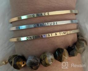 img 5 attached to 🔮 RIAH FASHION Metallic Bangle - Inspirational Letter Bar Cuff Bracelets - Love, Hope, Gratitude - Mom & Valentine's Jewelry Gift