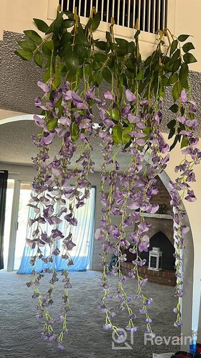 img 1 attached to 12-Pack Artificial Wisteria Vine Garland With Silk Flowers For Home, Party, And Wedding Decor - 3.6 Feet Pink Ratta Hanging String review by Myron Lovro