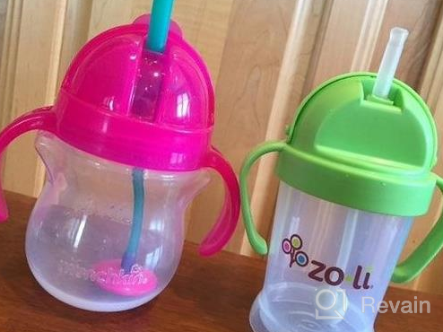 img 1 attached to Munchkin Any Angle Weighted Straw Trainer Cup With Click Lock Lid, 7 Ounce, Pink review by Yolanda Martinez