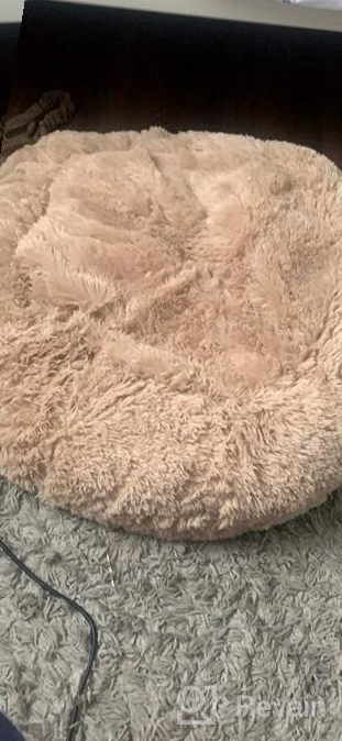 img 1 attached to Grey Anti-Anxiety Donut Dog Bed For Small Medium Dogs - Calming Pet Cuddler Bed With Soft Plush Faux Fur, Machine Washable And Anti-Slip Bottom By JOEJOY review by Matthew Shankar