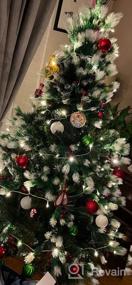 img 6 attached to Искусственная рождественская елка из заснеженной ели - 7 футов высотой, реалистичные ветки с красными ягодами и 1172 кончиками - зелено-белые от HOMCOM