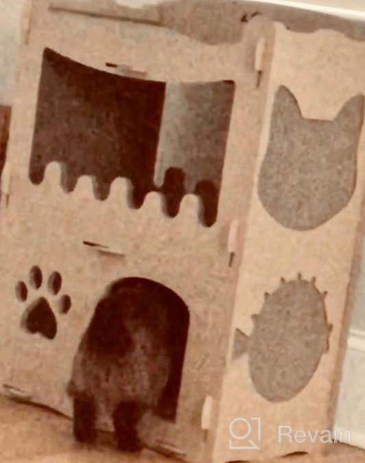 img 1 attached to PETIQUE Cat Villa Cardboard Scratcher Tower, Modern Indoor/Outdoor Cat House Furniture, Planet-Friendly Playground For Cats & Small Dogs review by Jason Fanney