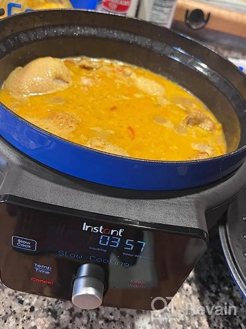 img 1 attached to Instant Electric Round Dutch Oven, 6-Quart 1500W, From The Makers Of Instant Pot, 5-In-1: Braise, Slow Cook, Sear/Sauté, Cooking Pan, Food Warmer, Enameled Cast Iron, Included Receipe Book, Blue review by Mariah Garrett