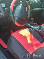 img 1 attached to Red BDK Combo Fresh Design Car Seat Covers (2 Front 1 Bench) Ergonomic Steering Cover Heavy Protection Graphic Auto Floor Mats (4 Set) review by Jessie Burgos