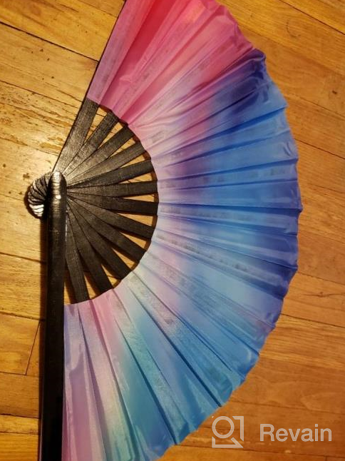 img 1 attached to Large Rave Clack Folding Hand Fan For Men/Women - Bamboo Chinese Japanese EDM Music Festival Club Event Party Dance Performance Decoration Gift (Trippy) review by Matthew Coste