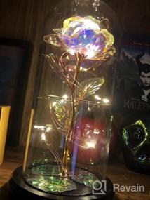 img 5 attached to Enchanting Galaxy Rose Gift For Her: Perfect Valentine'S Day, Christmas, And Anniversary Present With LED Beauty And The Beast Rose In Glass Dome