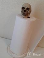 img 1 attached to Rustic White Wood Skull Paper Towel Holder Stand - Easy One-Handed Tear & Weighted Base For Standard Rolls review by Spliff Sinha