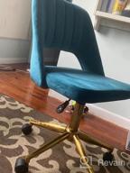 img 1 attached to Blue Hollow-Backed Guyou Upholstered Office Chair With Armless Vanity Stool And Adjustable Swivel For Stylish And Comfy Study Or Desk Work, Featuring Brass Base review by Amy Hernandez