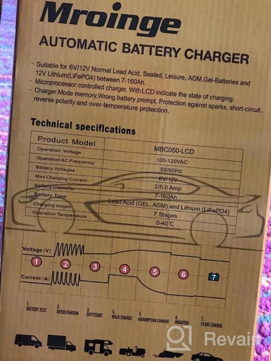 img 1 attached to Mroinge Smart Car Battery Charger And Maintainer - 2A/5A 6V/12V Fully Automatic Trickle Charger And Desulfator For Lead Acid And Lithium Batteries With LCD Display review by Ronnie Dabolt