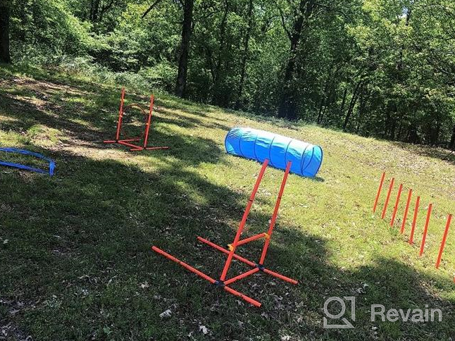 img 1 attached to Complete Dog Agility Training Kit With Obstacle Course Starter Set - Includes Tunnel, Jumping Ring, High Jumps, Weave Poles, Pause Box And Carrying Case For Outdoor Pet Games By XiaZ review by Justin Kedzior