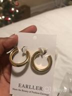 img 1 attached to Chic Chunky Open Hoops: 14K Gold Plated Earrings for Women & Girls with Sterling Silver Posts review by Gent Dobson