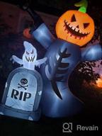 img 1 attached to 8FT Halloween Inflatables Outdoor Decorations With 7 LED Lights - Pumpkin Ghost And Tombstone Lighted Holiday Blow Up Yard Decor For Indoor/Outdoor Party, Lawn & Garden Photo Prop review by April Mitchell