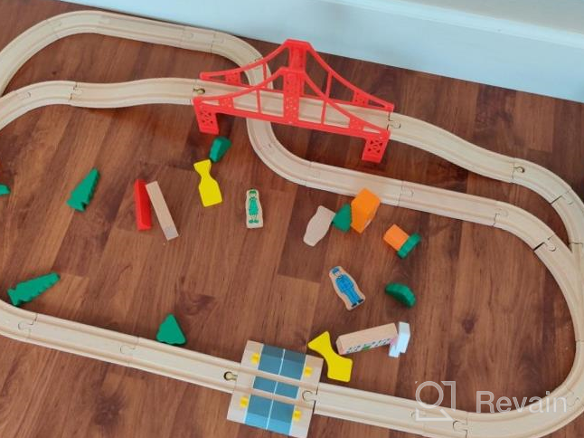 img 1 attached to Wooden Train Set 12 PCS Magnetic Engines 3 Bonus Animals Deluxe Toys Kids Toddler Boys Girls Compatible Thomas Railway Brio Tracks Major Brands review by Frank Alejo