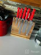 img 1 attached to Organize Your Kitchen With ENOKING'S Magnetic Knife Block - Natural Wooden Holder W/ Acrylic Shield Protection & Double-Sided Stand! review by Patrick Lets