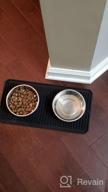 img 1 attached to Premium Quality Square Pet Food And Water Bowl Feeding Mat - Non-Slip, Durable Silicone Placemat For Dogs & Cats - MDesign Linelle Collection review by Travis Kjar