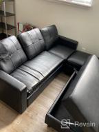 img 1 attached to Modern Convertible Sectional Sofa With Ottoman And Reversible Chaise In Black Faux Leather review by Rob Bishop