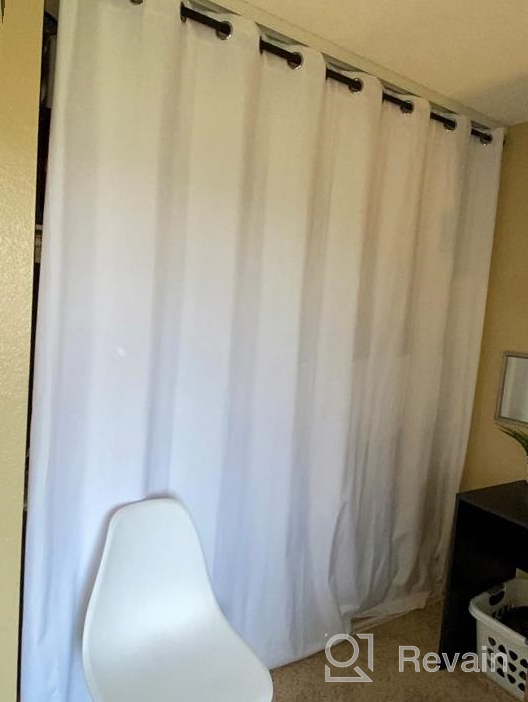 img 1 attached to Extra Wide Thermal Insulated Grey Grommet Curtain Drapes For Living Room/Sliding Glass Door - 100% Blackout Linen Look Patio Door Curtain 84 Inches Long Primitive Window Treatment Decoration review by Ronald Cambridge