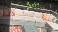 img 1 attached to Outdoor Indoor Sectional Sofa Set: 7-Piece Patio Furniture Rattan Wicker In Gray Brown With Seat Cushions, Glass Top Coffee Table And 2 Pillows By Furnimy review by Cassandra White