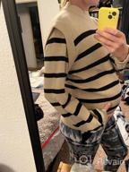 img 1 attached to Women'S Long Sleeve Striped Knit Sweater Crewneck Pullover Tops Lantern Sleeve Casual Jumper review by Janelle Love