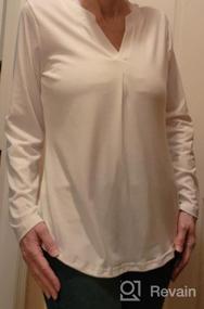img 5 attached to Women'S Roll-Up 3/4 Sleeve V Neck Pleated Tunic Top Business Casual Loose Work Blouse