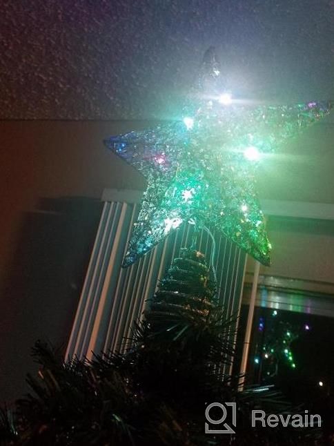 img 1 attached to Glittered Christmas Tree Star Topper With LED Lights - Silver Xmas Tree Decoration For Home And Party (Silver 1) review by Joseph Winfrey