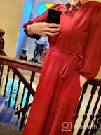 img 1 attached to AOOKSMERY Women Elegance Audrey Hepburn Style Round Neck 3/4 Puff Sleeve Swing Maxi Dress Long Belt Dresses With Pockets review by Rovy Oppeneer