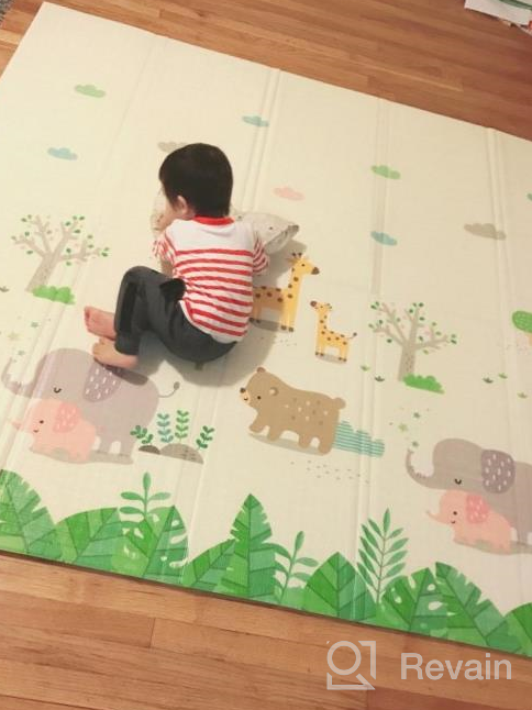 img 1 attached to Extra Large Baby Play Mat - Folding Foam Waterproof, Non-Toxic & Reversible For Infants & Toddlers (Beige 0.6In) review by Jarod Lacy
