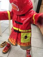 img 1 attached to Boys' Kidorable Red Fireman Raincoat with Fun Flames, Chief Badge, Reflective Strips – All-Weather Protection review by Juan Mcallen