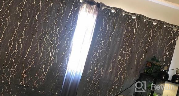 img 1 attached to Kotile Tree Curtains For Bedroom - Silver Foil Tree Branch Print Blackout Curtains Thermal Insulated Tree Window Curtains 63 Inch Length Grommet Black Curtains Tree Pattern, 52 X 63 Inches, 2 Panels review by Alejandro White
