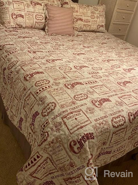 img 1 attached to BrylaneHome Vintage Christmas 4 Piece Quilt Set - Full/Queen, Ivory Red Beige review by Christine Langlois