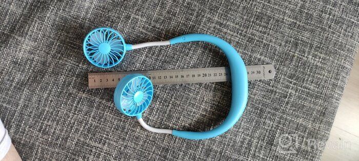 img 1 attached to 💙 Rechargeable Neck-Mounted Mini Fan (Blue) review by Agata Koacz ᠌