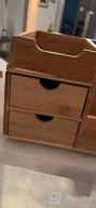 img 1 attached to Bamboo Makeup Organizer With Drawers, Cosmetic Tray Brush Holder For Vanity Countertop Or Dresser Top Storage review by Stephen Doyle