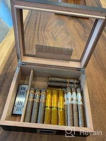 img 7 attached to Spanish Cedar-Lined Cigar Humidor With Digital Hygrometer - Holds 35 To 50 Cigars, Includes Cedar Divider, Cutter, Ashtray, And Humidifier - Perfect Father'S Day Gift