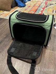 img 7 attached to Comfortable & Convenient Pet Carrier For Medium Cats And Small Dogs - Washable Bed, Multiple Doors & Shoulder Strap - Easy In & Out - Escape Proof - Light Green