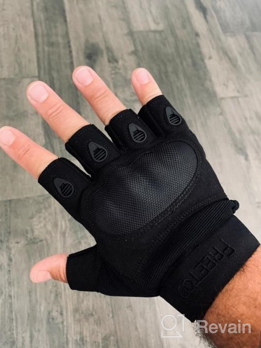 img 1 attached to Fingerless Tactical Gloves For Men Military Airsoft Shooting Cycling Outdoor Touchscreen Rubber Knuckle Glove - Black review by Ivan Carson