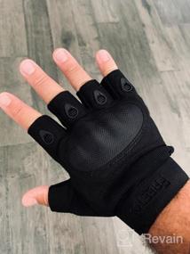 img 5 attached to Fingerless Tactical Gloves For Men Military Airsoft Shooting Cycling Outdoor Touchscreen Rubber Knuckle Glove - Black