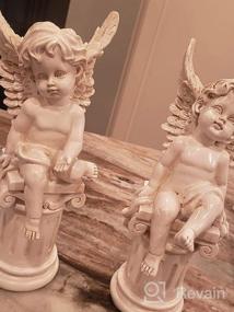 img 5 attached to OwMell Set Of 2 Cherub Angels On Roman Pillar Garden Statue Greek Column Angel Figurine Sculpture Indoor Outdoor Home Garden Decoration Antique Resin 9.8