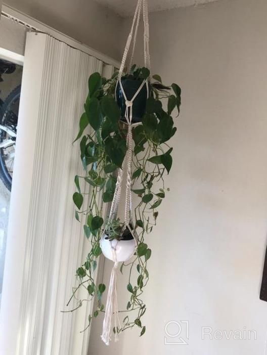 img 1 attached to TimeYard 2 Tier Macrame Plant Hanger - Handmade Double Indoor Planter Pot Holder - Modern Boho Home Decor With Ceiling Hook (1 PCS) review by Erin Abbott