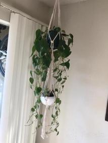 img 6 attached to TimeYard 2 Tier Macrame Plant Hanger - Handmade Double Indoor Planter Pot Holder - Modern Boho Home Decor With Ceiling Hook (1 PCS)