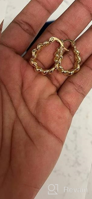 img 1 attached to 💃 Stylish 14K Gold Plated Hoop Earrings for Women - Twisted Gold Chunky Hoops, Lightweight & High Polished Jewelry Ideal for Girls review by Sarah Smith