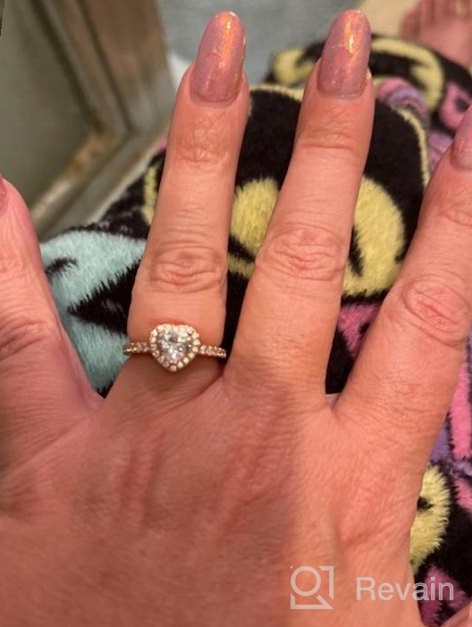 img 1 attached to 18K Gold Plated Cubic Zirconia Eternity Bridal Band Halo Ring Set For Wedding And Engagement From MDFUN review by Cody Mckechnie