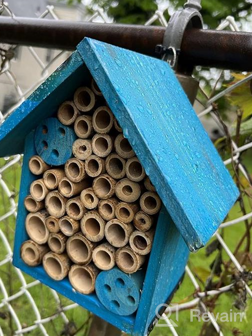 img 1 attached to FSC Certified Wood Mason Bee House For Solitary Bees - Attract Pollinators To Your Garden With Bamboo Tube Hotel. review by Brian Healy