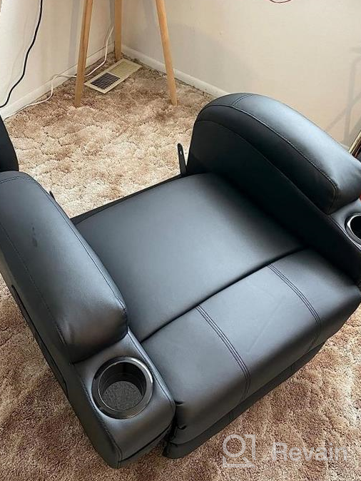 img 1 attached to JUMMICO Massage Recliner Chair With Heating, 360° Swivel And Rocking, Home Leather Sofa With 2 Cup Holders And Side Pockets For Living Room (Brown) review by Steven Wood