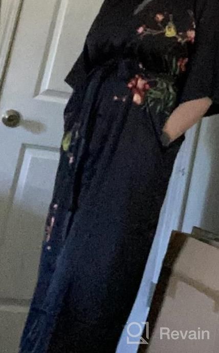 img 1 attached to Women'S Floral Kimono Robe Long Bathrobe Nightgown With Pocket - Ledamon review by Jeremy Flint