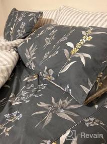 img 5 attached to FADFAY California King Size Sheet Set Farmhouse Bedding 100% Cotton 600 TC Grey Floral Sheets Shabby Vintage Gray Bedding Soft Garden Bed Sheets Gray Deep Pocket Fitted Sheet 17.5Inch Deep 4-Piece