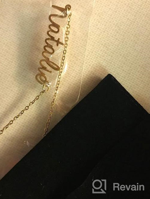 img 1 attached to 18K Gold Plated Personalized Name Necklace - Ideal Bridesmaid or New Mom Gift for Women by Awegift Jewelry review by Samik Drusky